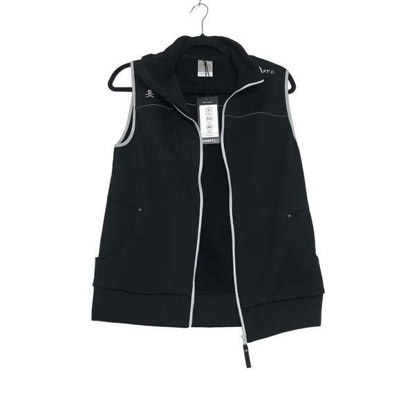 Craft Black Vest Men’s Sz Small Full Zip Front Pockets Athletic Outdoor NWT - Picture 3 of 8